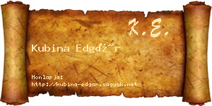 Kubina Edgár névjegykártya